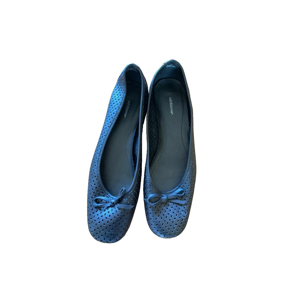 Croft & Barrow Shoes Womens 9M Slip-On Flats Black Leatherw/ Cut-Outs